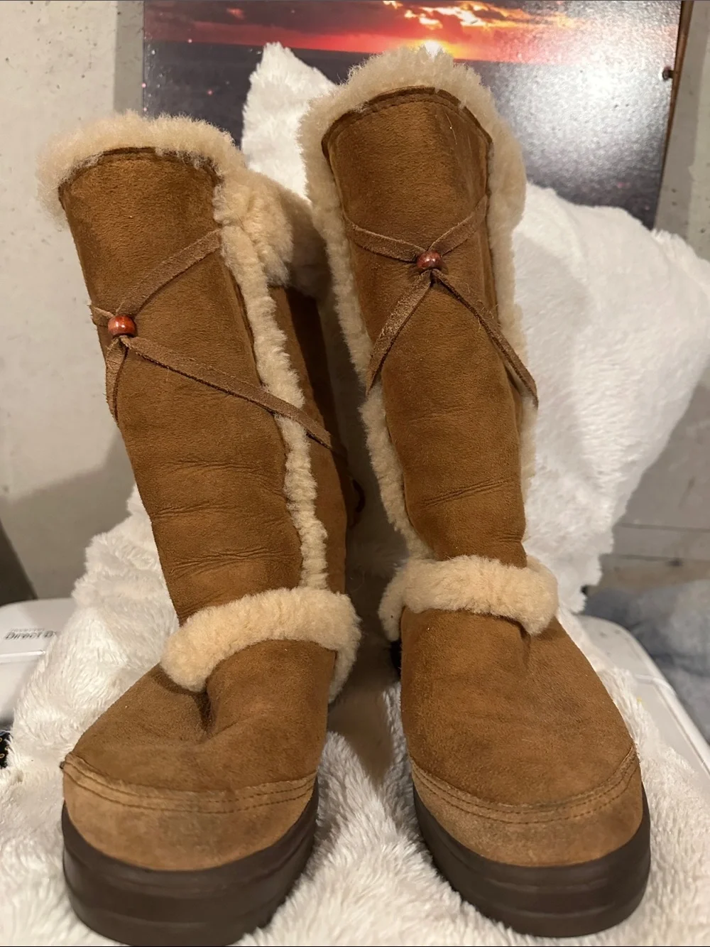 UGG Chestnut Suede Tall Shearling-Lined Boot
